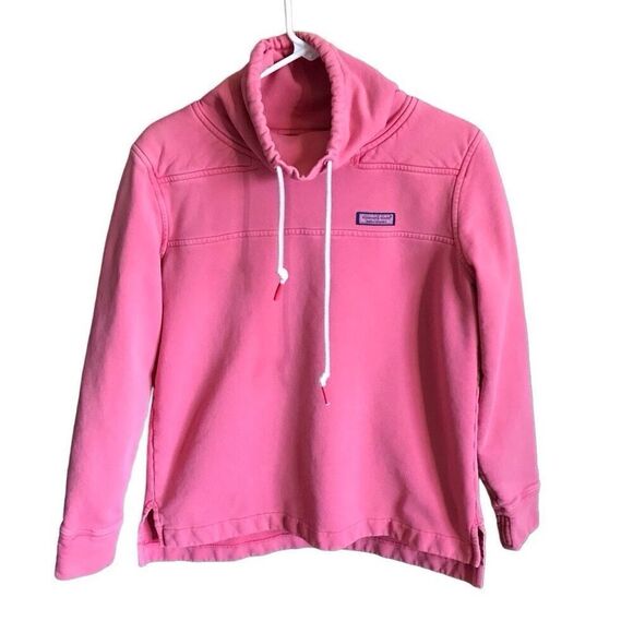 Vineyard Vines drawstring sweatshirt womens SZ Small coral long sl pullover - Picture 1 of 5